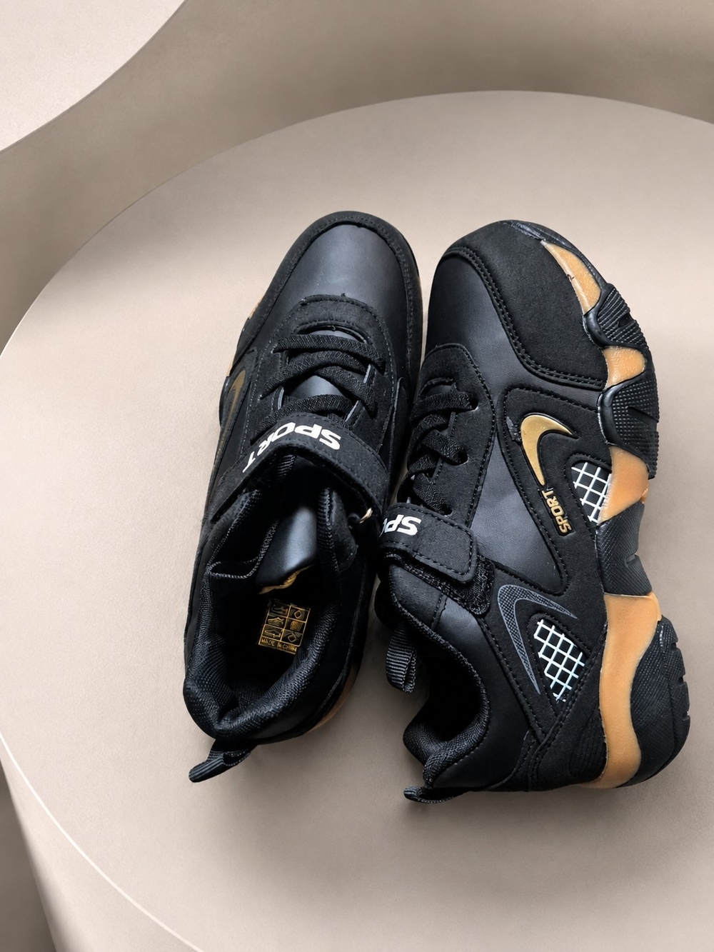 Sporto Kids Black and Brown Velcro Athletic Sneakers